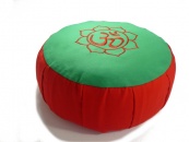 Meditační polštář Zafu - Červeno-zelený s výšivkou