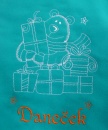 Dyftýnový vánoční pytlík - Medvídek s dárky + jméno (30x20 cm) - detail