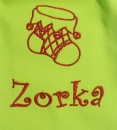 Mikulášský sáček se jménem Zorka - detail výšivky