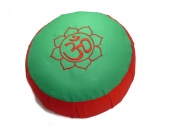 Meditační polštář Zafu - Červeno-zelený s výšivkou