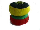 Meditační polštář Zafu - Červeno-zelený s výšivkou - do sady