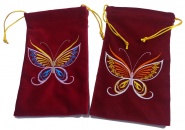 Sametový pytlíček - Motýli (22x12 cm) - vínový