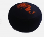 Meditační polštář Zafu - Černý s oranžovým drakem