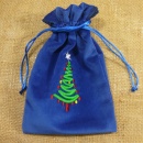 Vánoční pytlíček - Modrý se stromečkem (20x13 cm)