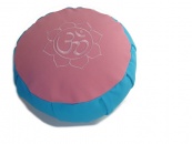 Meditační polštář Zafu - Tyrkysovo-růžový s výšivkou