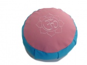 Meditační polštář Zafu - Tyrkysovo-růžový s výšivkou