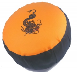 Meditační polštář Zafu - Oranžový s černým drakem