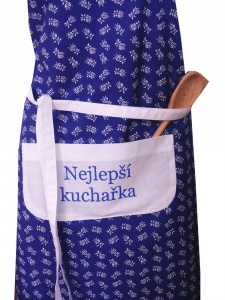 Kuchyňská zástěra - modrá s kvítky